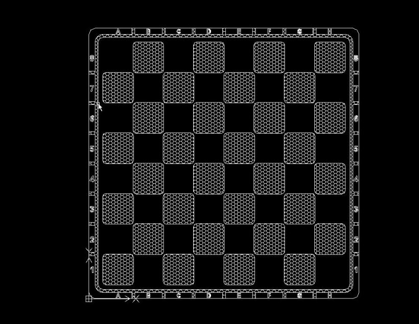 Screen Shot of the chess board design from DraftSight.